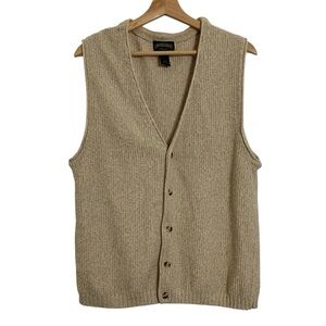 Vintage Cambridge Mens Cotton V Neck Cardigan Knit Sweater Vest Grandpa Cottage